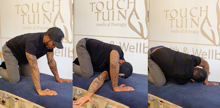 The Thread the Needle stretch helps open up the chest and shoulders, releases tension in the neck and upper back and increases spinal mobility