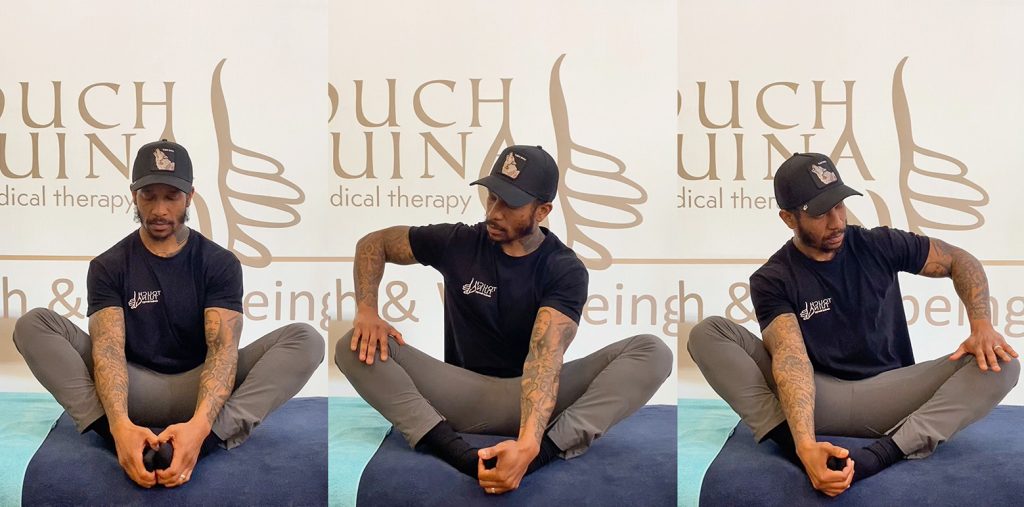 Touch Tuina practitioner Adrian demonstrates The Butterfly Stretch