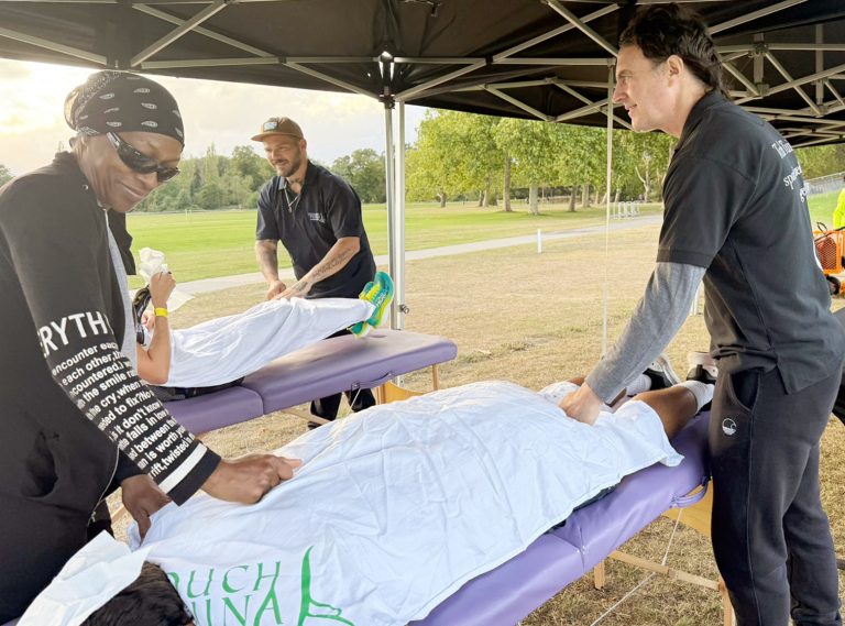 the Tiuch Tuina team in Regent's Park providing Tuina Massage for Recovery of runners